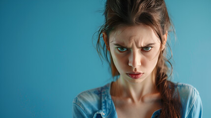 Wall Mural - Hyperrealistic Portrait of an Angry Woman in her 30s