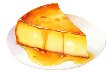 Canvas Print - PNG Dessert cheesecake plate flan.