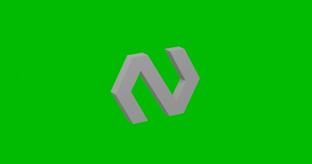 Poster - Animation of rotation of a white polymer symbol with shadow. Simple and complex rotation. Seamless looped 4k animation on green chroma key background