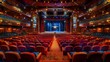© basketman23 - Cruise ships theatre,  with a stage set for a Broadway-style show and rows of plush seating
