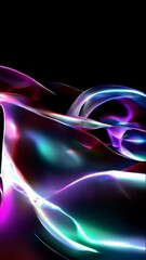 Poster - A mesmerizing display of vibrant, swirling liquid light in a variety of neon colors on a black background