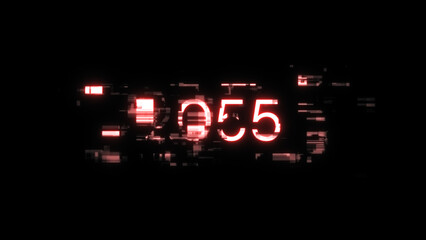 3D rendering 2055 text with screen effects of technological glitches