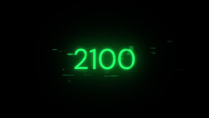 Poster - 3D rendering 2100 text with screen effects of technological glitches