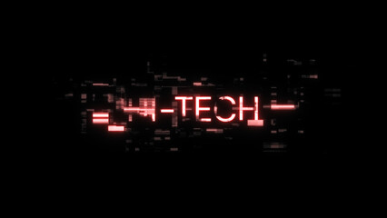 Poster - 3D rendering hi tech text with screen effects of technological glitches