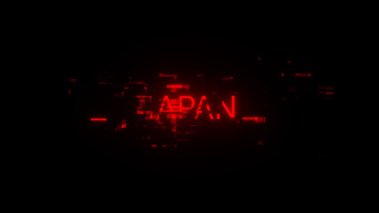 Poster - 3D rendering Japan text with screen effects of technological glitches