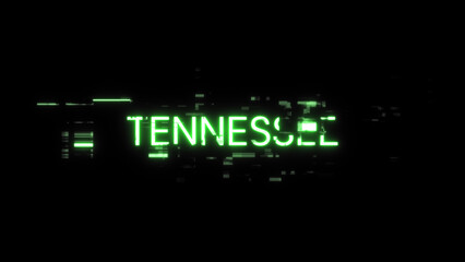 Wall Mural - 3D rendering Tennessee text with screen effects of technological glitches