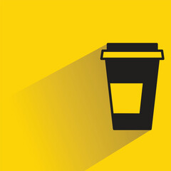 Sticker - coffee  cup icon with shadow on yellow background