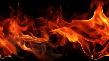 Wall Mural - Fire flames on black background