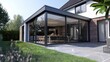 © Jelena - sleek aluminium veranda extension modern house exterior 3d rendering