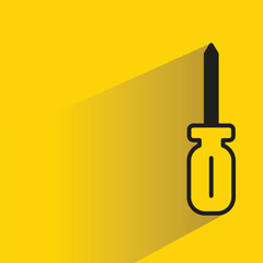 Wall Mural - screwdriver icon with shadow on yellow background