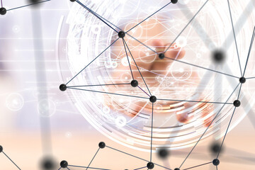 Poster - conference Digital Network and data concept 3d