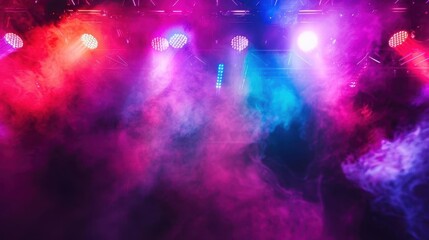 Wall Mural - vibrant colorful lights and smoke at music concert stage abstract photo