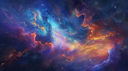 Wall Mural - vibrant galactic nebula with colorful clouds and twinkling stars aweinspiring deep space astronomy d