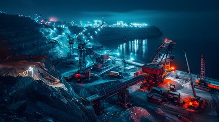 an industrial mining operation, where the machinery and infrastructure