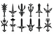 © REZAUL4513 - 16 pich different type battle sword black silhoue wight background
