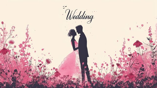 Romantic allure: captivating wedding invitation card adorned with text wedding, blending elegance and sentiment in beautiful design, perfect for announcing and inviting to joyous celebration of love.