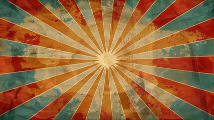 Wall Mural - vintage sunburst wallpaper retro 1950s grunge star ray background abstract photo