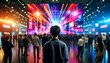 © AbiScene - Digital Dreams Captivating Technology Event Display with Vibrant Lights and Enthusiastic Attendee