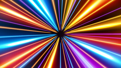Wall Mural - Abstract Tunnel Speed Light Starburst Background Dynamic Technology Concept, Vector Illustration