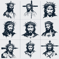 Jesus Christ Crown of Thorns  Cross Svg