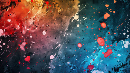 Wall Mural - A colorful background with splatters of paint and a few dots