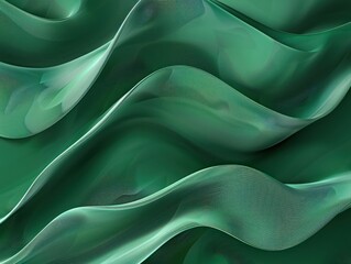 Poster - Abstract green curve wave with line textured background. AI generated