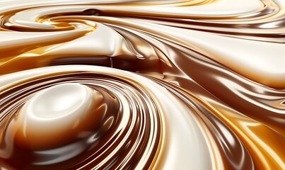 showcasing condensed milk and chocolate syrup intertwining with caramel in a beautiful swirl pattern