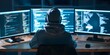 © Anastasiia - Hackers exploit multiple screens to manipulate company data for personal profit. Concept Cybersecurity, Data Breach, Multi-screen Exploitation, Company Hacking, Personal Profit