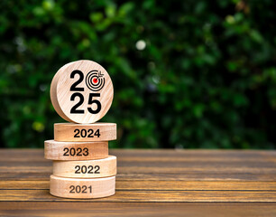 Poster - happy new year 2025 eco and green environmental sustainability concepts. 2025 number with target dar