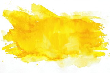 Wall Mural - A yellow brush stroke with a white background. The brush stroke is very thick and has a lot of paint on it