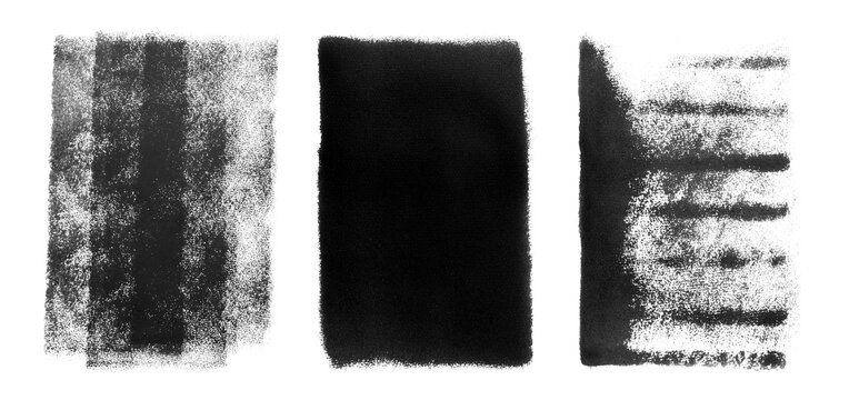 Abstract black ink paintings isolated on white, set