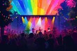 © Татьяна Евдокимова - Rock band performing on stage under colorful lights for a large crowd of fans during a pride event
