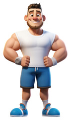 Poster - PNG Fitness cartoon shorts white background.