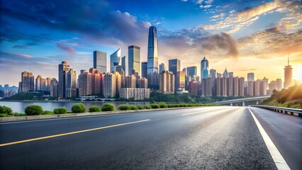 Wall Mural - City buildings skyline and asphalt road in Chongqing, China