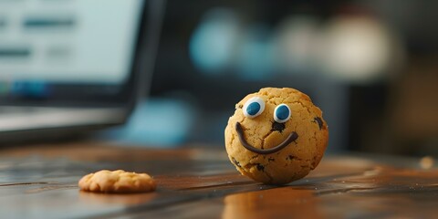 Informing Users About Cookie Policies Website Mascot Helps Comply with Regulations. Concept Cookie Policies, Website Compliance, Mascots, User Information, Regulations