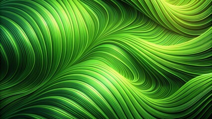 Wall Mural - Abstract Green Curved Lines 3D Rendering