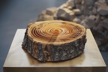 A waveform visualized as the rings of a tree trunk, telling the story of time