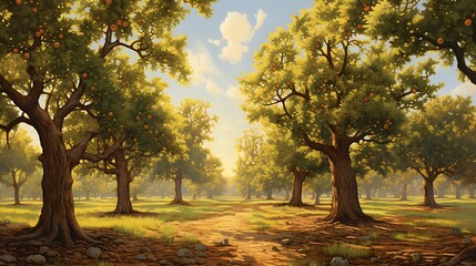 Image of Serene Walnut Trees in a Peaceful Grove