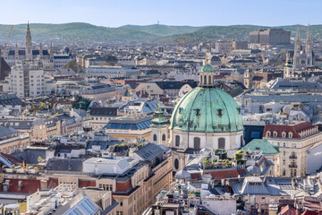 Wall Mural - Vienna scenic view with baroque Peterskirche