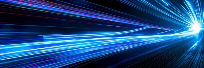 Poster - a photograph capturing the vibrant streaks of blue light against a dark backdrop, showcasing the pow