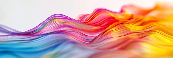 Fototapete - Close-up photograph showcasing abstract wave lines in vibrant hues against a light background. Ideal for modern designs, presentations, and digital projects
