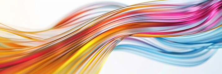 Poster - Close-up photograph of colorful abstract wave lines against a light background. Perfect for use in presentations or as a design element