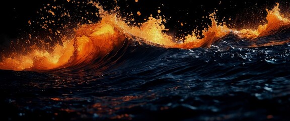 Powerful energetic composition crashing cobalt waves exploding f