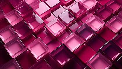 Aufkleber - Glossy Pink Square Tiles Arranged in a Geometric Pattern