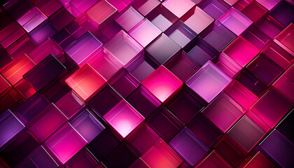 Aufkleber - Glossy Pink Square Tiles Arranged in a Geometric Pattern