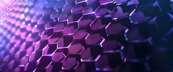 Poster - Abstract purple and blue background with hexagon pattern for technology, science or digital concept vector illustration design. Futuristic geometric polygonal wallpaper with grid connection dots line 