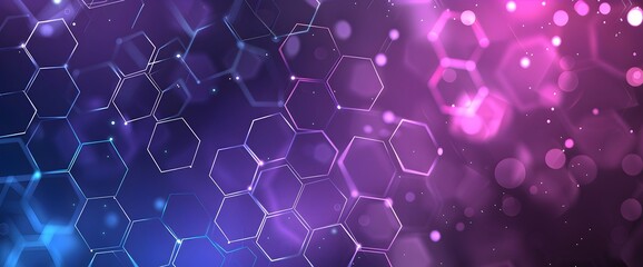 Wall Mural - Abstract purple and blue background with hexagon pattern for technology, science or digital concept vector illustration design. Futuristic geometric polygonal wallpaper with grid connection dots line 
