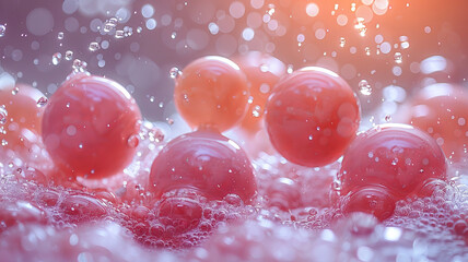 Photo of bouncing spitballs, volumetric exposure.generative ai