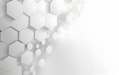 Wall Mural - Abstract white background with hexagon shape and light effect for technology, science or medical concept design vector illustration