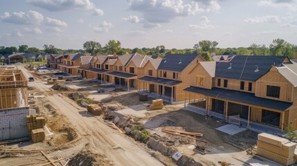 Poster - A construction site with a lot of houses being built